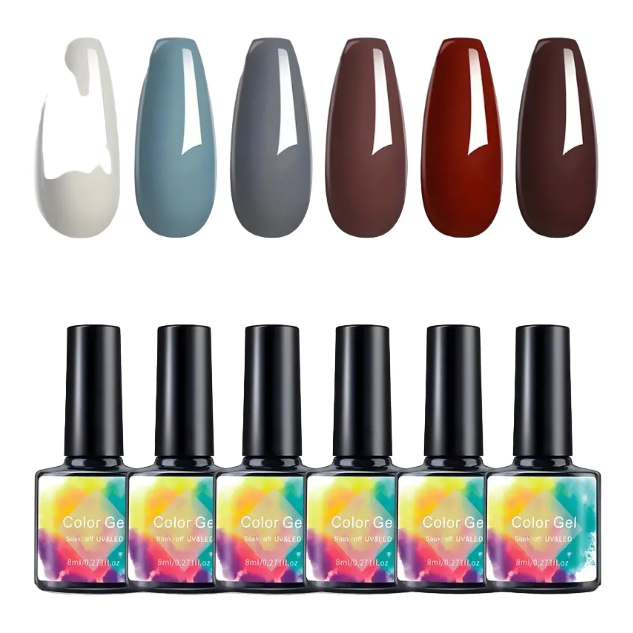 Ongles En Gel UV LED - 6 Couleurs Populaires (8ml) - EclatBel