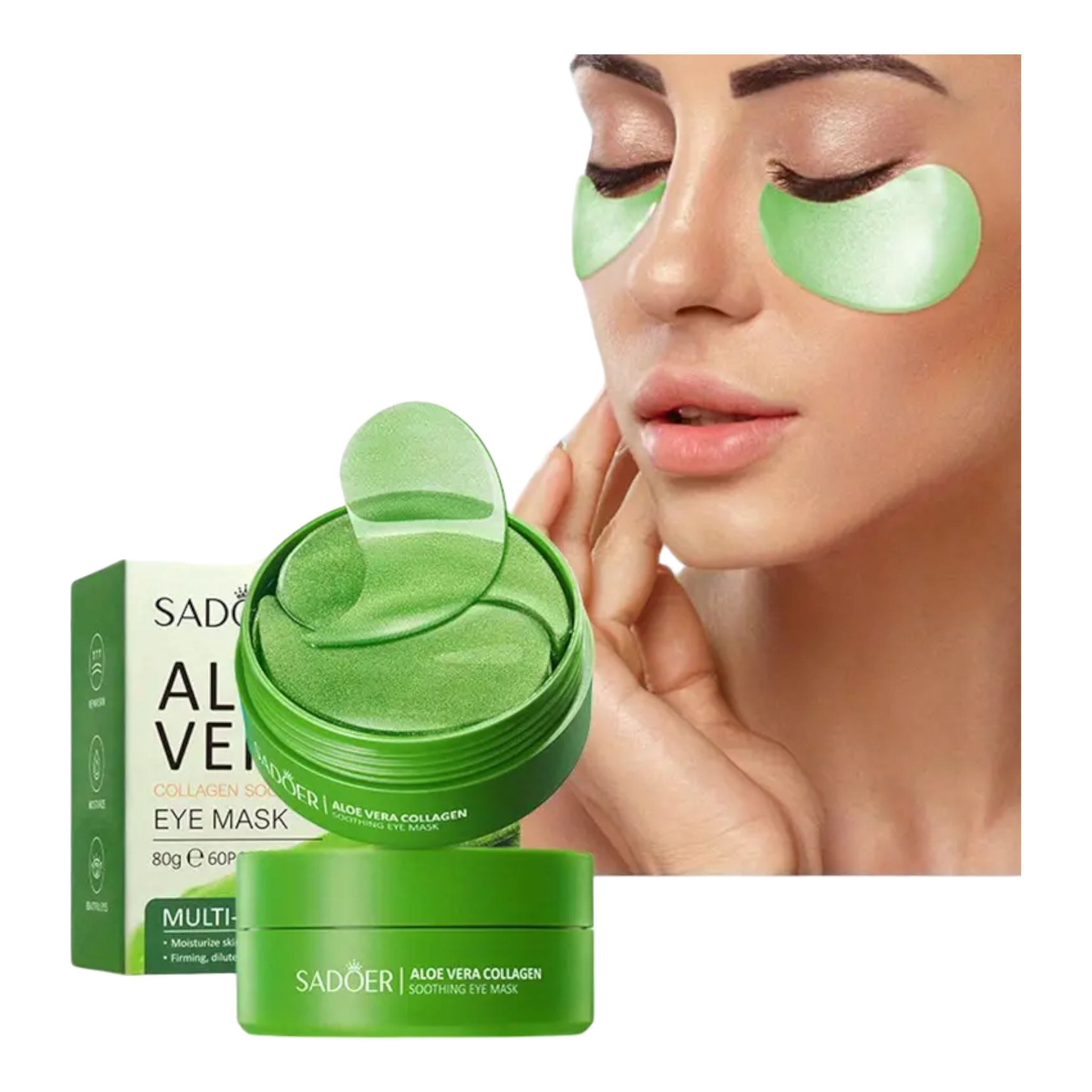 Masques Yeux Collagène Aloe Vera - Hydratant & Raffermissant (60 pcs) - EclatBel