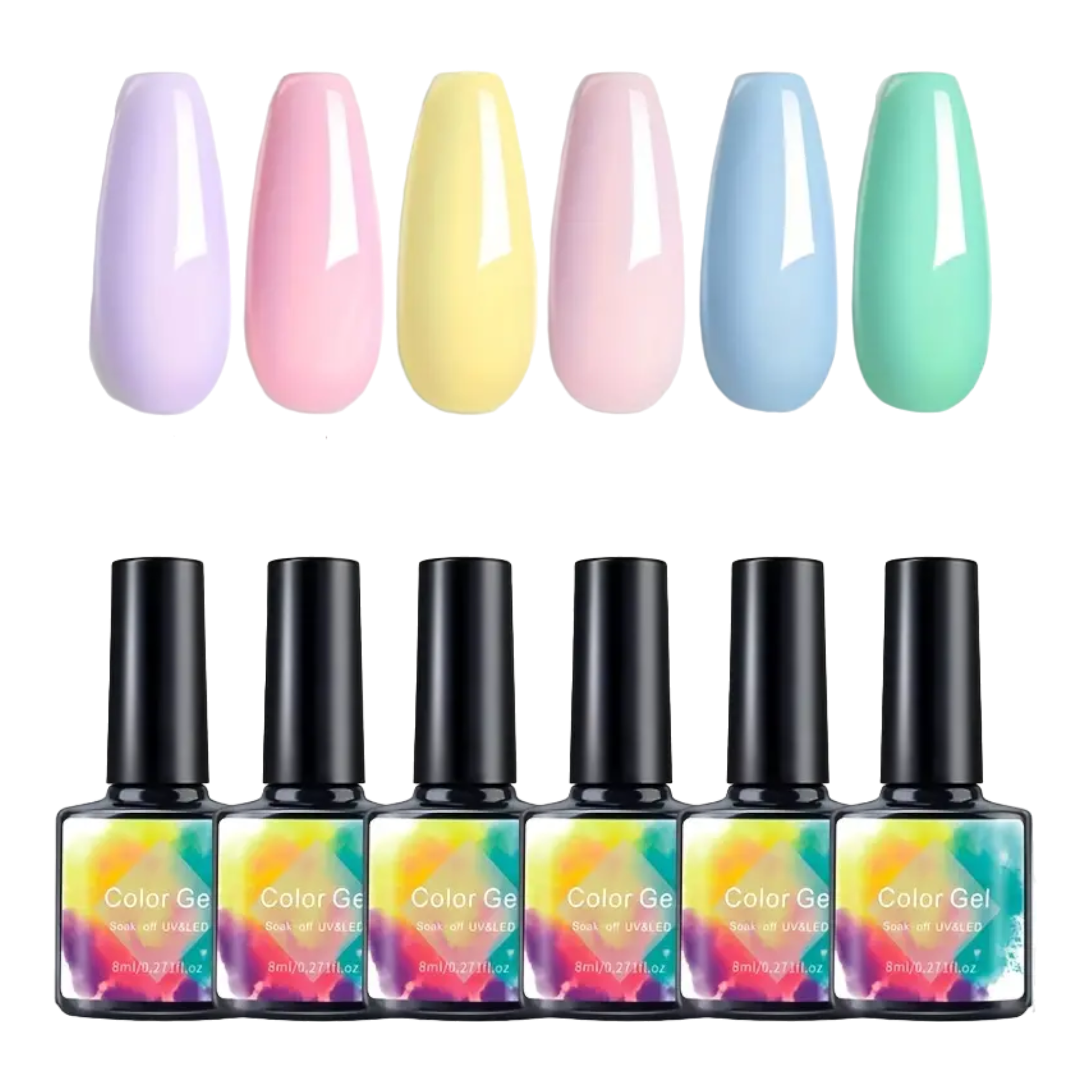 Ongles En Gel UV LED - 6 Couleurs Populaires (8ml) - EclatBel